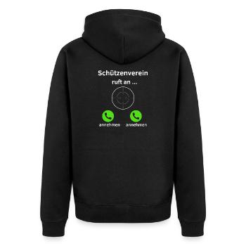 Schützenverein ruft an - annehmen oder annehmen? - Unisex Premium Bio Zip Hoodie - Schwarz - Hinten - Nico (187cm)