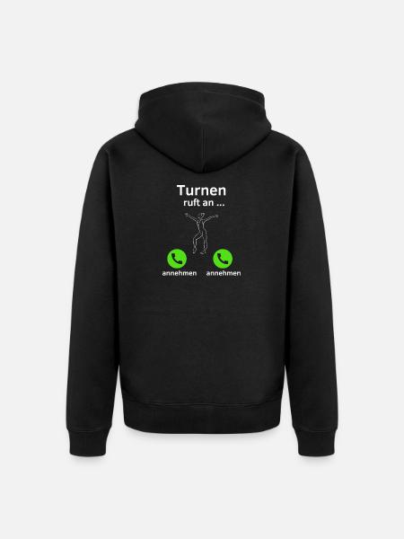 Turnen ruft an - annehmen oder annehmen? - Unisex Premium Bio Zip Hoodie - Schwarz