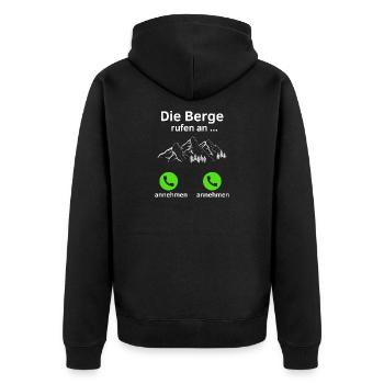 Die Berge rufen an - annehmen oder annehmen? - Unisex Premium Bio Zip Hoodie - Schwarz - Hinten - Nico (187cm)