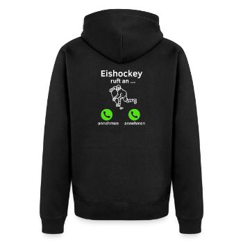 Eishockey ruft an - annehmen oder annehmen? - Unisex Premium Bio Zip Hoodie - Schwarz - Hinten - Nico (187cm)