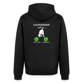 Leichtathletik ruft an - annehmen oder annehmen? - Unisex Premium Bio Zip Hoodie - Schwarz - Hinten - Nico (187cm)