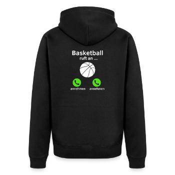 Basketball ruft an - annehmen oder annehmen? - Unisex Premium Bio Zip Hoodie - Schwarz - Hinten - Nico (187cm)