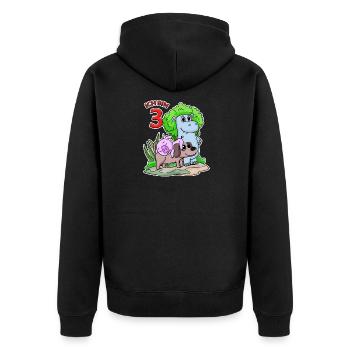 3. Geburtstag Niedliche Tiere 3 Jahre alt - Unisex Premium Bio Zip Hoodie - Schwarz - Hinten - Nico (187cm)