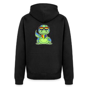 LGBT Animal Dinosaur Rainbow Heart - Unisex Premium Organic Zip Hoodie - black - Back - Nico (187cm)