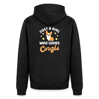 Chien Corgi - Veste à capuche bio Premium Unisexe - noir - Dos - Nico (187cm)