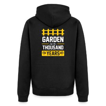 Garden Life – A Thousand Years - Unisex Premium Organic Zip Hoodie - black - Back - Nico (187cm)