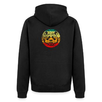 Panda Head retro - Unisex Premium Organic Zip Hoodie - black - Back - Nico (187cm)