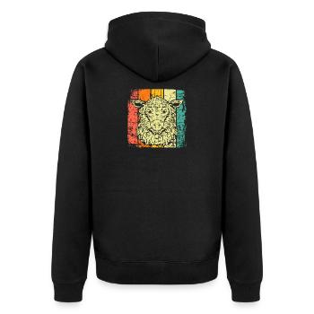 Vintage sheep - Unisex Premium Organic Zip Hoodie - black - Back - Nico (187cm)