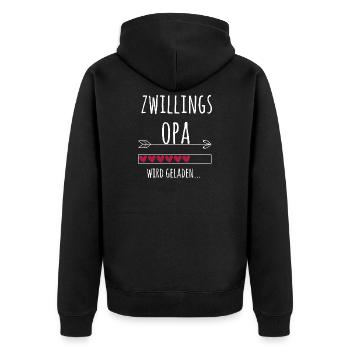 werdender Opa Zwillinge Schwangerschaft Geschenk - Unisex Premium Bio Zip Hoodie - Schwarz - Hinten - Nico (187cm)