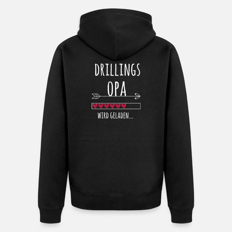 werdender Opa Drillinge Schwangerschaft Geschenk - Unisex Premium Bio Zip Hoodie - Schwarz