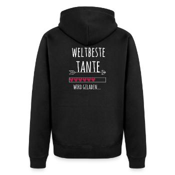 Weltbeste Tante Ankündigung Schwangerschaft - Unisex Premium Bio Zip Hoodie - Schwarz - Hinten - Nico (187cm)