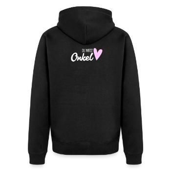Onkel - Onkel werden - Schwangerschaft verkünden - Unisex Premium Bio Zip Hoodie - Schwarz - Hinten - Nico (187cm)