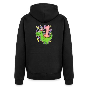 1 Jahre alt - 1 Geburtstag mit Tier Motiv - Unisex Premium Bio Zip Hoodie - Schwarz - Hinten - Nico (187cm)