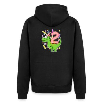 2 Jahre alt - 2 Geburtstag mit Tier Motiv - Unisex Premium Bio Zip Hoodie - Schwarz - Hinten - Nico (187cm)