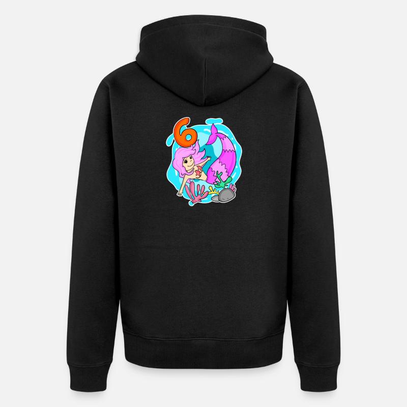 Fille 6 ans - Sirène - Veste à capuche bio Premium Unisexe - noir