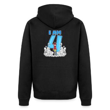 4ème anniversaire - 4 ans Jeune astronaute de fusée - Veste à capuche bio Premium Unisexe - noir - Dos - Nico (187cm)