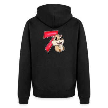 7 years old - 7 birthday with animal motif - Unisex Premium Organic Zip Hoodie - black - Back - Nico (187cm)