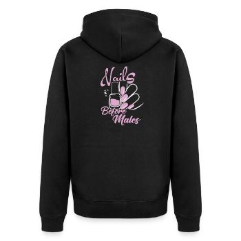Nägel Vor Männern Nageldesignerin - Unisex Premium Bio Zip Hoodie - Schwarz - Hinten - Nico (187cm)