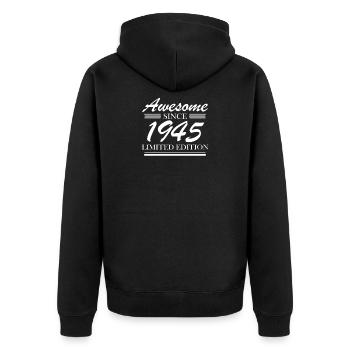 1945 - Jahrgang 1945 - Fantastisch seit 1945 - Unisex Premium Bio Zip Hoodie - Schwarz - Hinten - Nico (187cm)