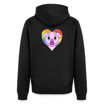 Cochon animal gay au cœur arc-en-ciel - Veste à capuche bio Premium Unisexe - noir - Dos - Nico (187cm)