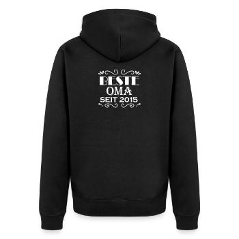 Beste Oma seit 2015 - Geschenk für die beste Oma - Unisex Premium Bio Zip Hoodie - Schwarz - Hinten - Nico (187cm)