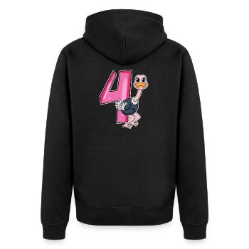 4 Jahre alt - 4. Geburtstag mit Tier Motiv - Unisex Premium Bio Zip Hoodie - Schwarz - Hinten - Nico (187cm)