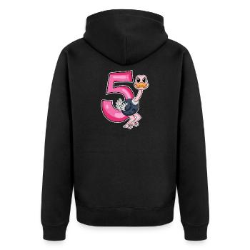 5 Jahre alt - 5. Geburtstag mit Tier Motiv - Unisex Premium Bio Zip Hoodie - Schwarz - Hinten - Nico (187cm)