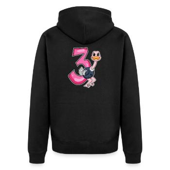 3 Jahre alt - 3. Geburtstag mit Tier Motiv - Unisex Premium Bio Zip Hoodie - Schwarz - Hinten - Nico (187cm)