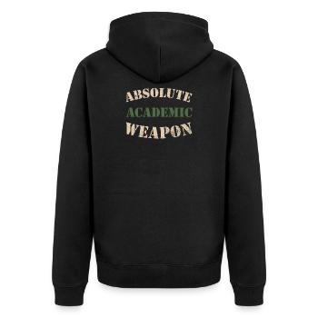 Studenten Absolute Academic Weapon - Unisex Premium Bio Zip Hoodie - Schwarz - Hinten - Nico (187cm)