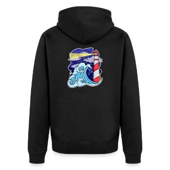 Lighthouse Coast Sea Sea - Unisex Premium Organic Zip Hoodie - black - Back - Nico (187cm)