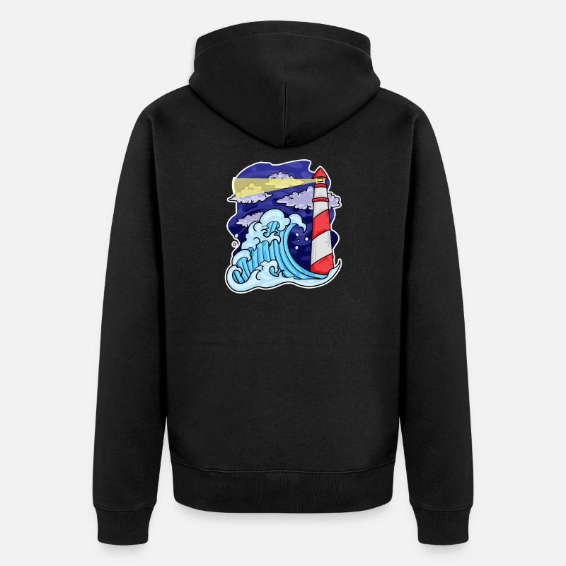Phare Côte Mer Mer - Veste à capuche bio Premium Unisexe - noir