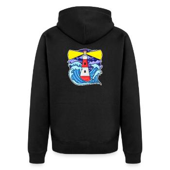 Lighthouse Coast Sea Sea - Unisex Premium Organic Zip Hoodie - black - Back - Nico (187cm)