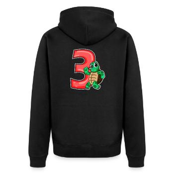 3 Jahre alt - 3. Geburtstag mit Tier Motiv - Unisex Premium Bio Zip Hoodie - Schwarz - Hinten - Nico (187cm)