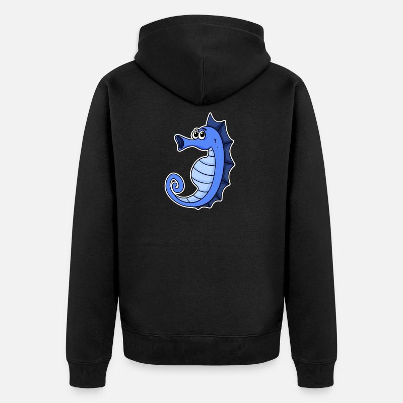 Seepferd Blau - Unisex Premium Bio Zip Hoodie - Schwarz