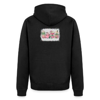 Tasse Heiße Schokolade Pfefferminz-mokka - Unisex Premium Bio Zip Hoodie - Schwarz - Hinten - Nico (187cm)