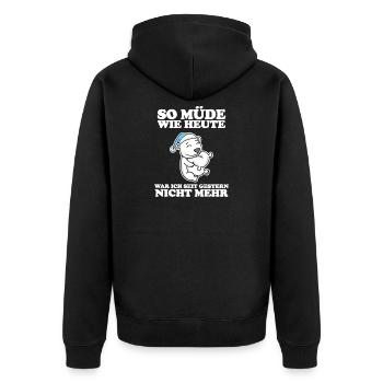 Müde Spruch lustig Schlafen Ausschlafen Faul - Unisex Premium Bio Zip Hoodie - Schwarz - Hinten - Nico (187cm)
