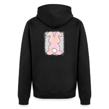 Leopardenmuster Gebleichter Osterhase - Unisex Premium Bio Zip Hoodie - Schwarz - Hinten - Nico (187cm)