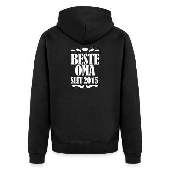 Beste Oma seit 2015 - Geschenk für die beste Oma - Unisex Premium Bio Zip Hoodie - Schwarz - Hinten - Nico (187cm)