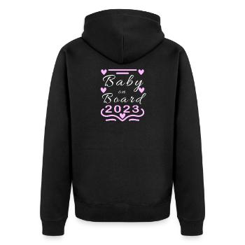 Bébé 2023 - Naissance Enceinte 2023 Grossesse - Veste à capuche bio Premium Unisexe - noir - Dos - Nico (187cm)