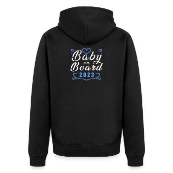 Bébé 2023 - Naissance Enceinte 2023 Grossesse - Veste à capuche bio Premium Unisexe - noir - Dos - Nico (187cm)