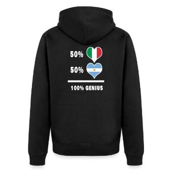 Argentinien und Italien 100% geniale Flaggen - Unisex Premium Bio Zip Hoodie - Schwarz - Hinten - Nico (187cm)