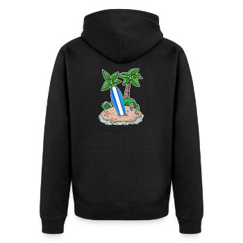 Surfer Surfen Urlaub Insel Motiv - Unisex Premium Bio Zip Hoodie - Schwarz - Hinten - Nico (187cm)