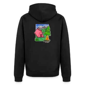 Camping Camping Motif - Unisex Premium Organic Zip Hoodie - black - Back - Nico (187cm)