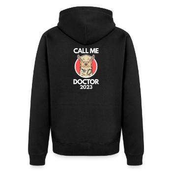 Thèse de doctorat Doctorat Doctorat 2023 Docteur - Veste à capuche bio Premium Unisexe - noir - Dos - Nico (187cm)