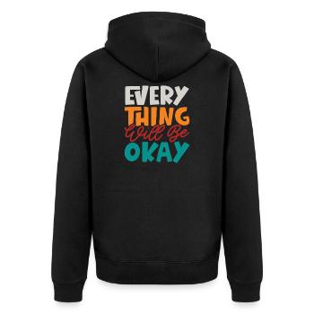 Alles wird gut - Unisex Premium Bio Zip Hoodie - Schwarz - Hinten - Nico (187cm)
