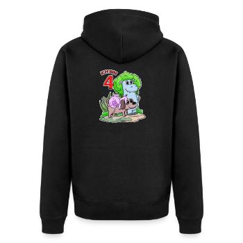 4 Jahre alt - 4. Geburtstag mit Tier Motiv - Unisex Premium Bio Zip Hoodie - Schwarz - Hinten - Nico (187cm)