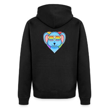 Gay Regenbogen Herz Tier Maus - Unisex Premium Bio Zip Hoodie - Schwarz - Hinten - Nico (187cm)