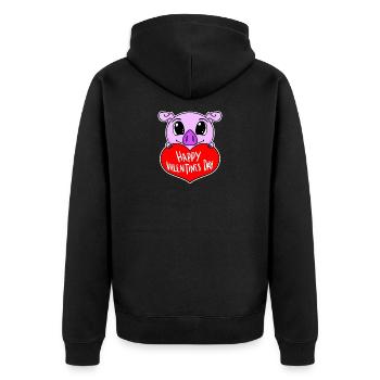 Cochon de cœur de la Saint-Valentin - Veste à capuche bio Premium Unisexe - noir - Dos - Nico (187cm)