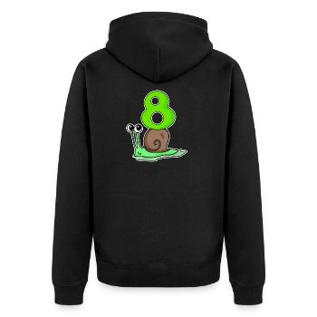 8 Jahre alt - 8. Geburtstag mit Tier Motiv - Unisex Premium Bio Zip Hoodie - Schwarz - Hinten - Nico (187cm)