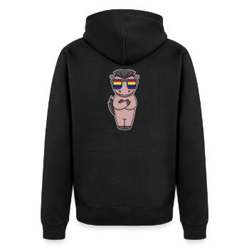 Gay Rainbow - Horse with glasses - Unisex Premium Organic Zip Hoodie - black - Back - Nico (187cm)
